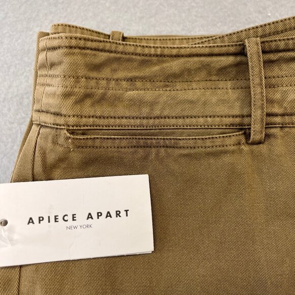 Apiece Apart Merida Pants Size 14 Olive Cotton Relaxed Straight High Waist - Picture 9 of 13